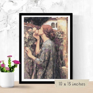 The Soul of the Rose Cross Stitch Pattern PDF, John William Waterhouse, Pre-Raphaelite Fantasy Embroidery