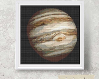 Jupiter Counted Cross Stitch Kit, Planetary Series, Solar System, Space Embroidery
