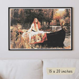 Kreuzstich-Set „Die Dame von Shalott“ von John William Waterhouse, präraffaelitische Stickerei
