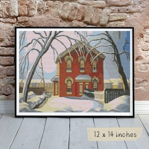 Red House Cross Stitch Pattern, Lawren Harris, Canadian Architecture Embroidery