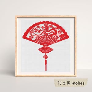 Oriental Fan Cross Stitch Kit, Asian Embroidery