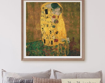 Kit per punto croce "Il Bacio", Gustav Klimt, ricamo Art Nouveau sull'amore