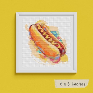 Relish the Hot Dog Cross Stitch Kit, Kitchen Series, Food Embroidery