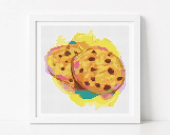 Chocolate Chip Cookies Cross Stitch Pattern Kitchen Series Food Embroidery