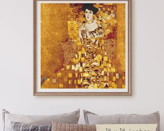 Portrait of Adele Bloch Bauer Counted Cross Stitch Kit, Gustav Klimt, Art Nouveau Embroidery