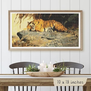 Tiger Kreuzstichmuster - Druckbare Wildtierkarte von Friedrich Wilhelm Kuhnert