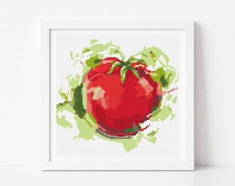 Succulent Tomato Cross Stitch Pattern Kitchen Series Food Embroidery