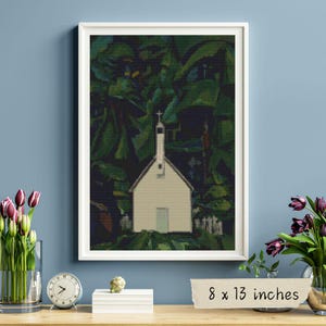 Indian Church Cross Stitch Kit, Emily Carr, Architecture Embroidery, Canadian Art