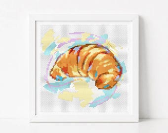クロワッサンのクロスステッチパターン（PDF）キッチンシリーズ食品刺繍