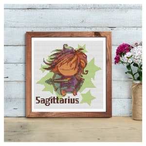 PATTERN PDF Sagittarius Cross Stitch Pattern, Embroidery Chart PDF, Horoscope, Zodiac Series image 1