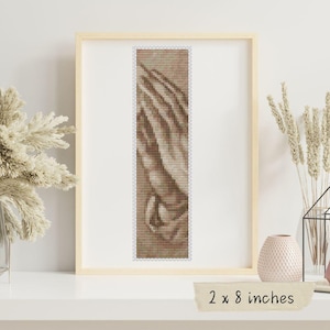 Praying Hands in Sepia Bookmark Cross Stitch Pattern, Albrecht Durer, Religious, Art Embroidery
