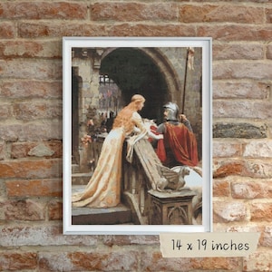 God Speed Cross Stitch Kit, Edmund Blair Leighton, Medieval Embroidery