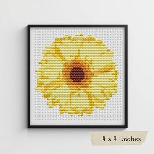 Yellow Gerbera Cross Stitch Pattern, Flower Series, Floral Embroidery