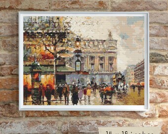 Paris Opera House Cross Stitch Pattern, Antoine Blanchard, Paris Embroidery