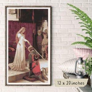 The Accolade Cross Stitch Kit, Edmund Blair Leighton, Medieval Embroidery