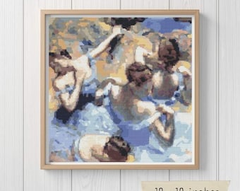 バレリーナのクロスステッチパターン、有名な絵画、Xステッチチャート