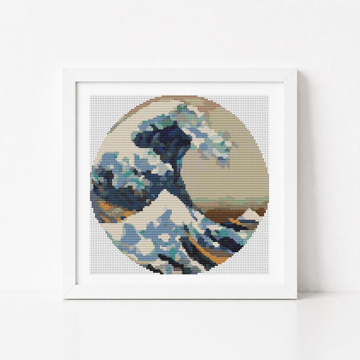 葛飾北斎「神奈川沖浪裏」クロスステッチ図案 アジアン刺繍 - Etsy 日本