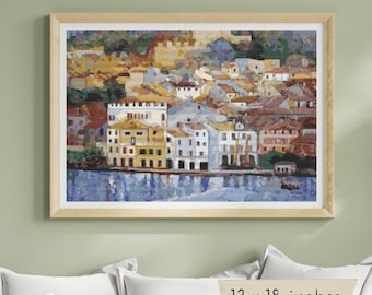 At the Garden Cross Stitch Pattern, Gustav Klimt, Abstract Embroidery