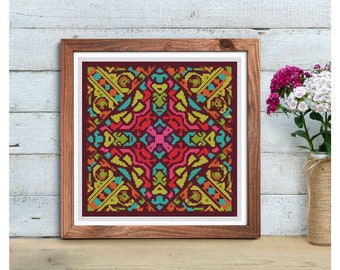 FULL KIT Joy Cross Stitch Kit, Mandala Embroidery Kit