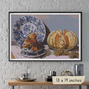Monet Still Life Cross Stitch Kit: Melon and Grapes Embroidery