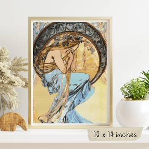 Poetry Counted Cross Stitch Kit, Alphonse Mucha, Art Nouveau Embroidery