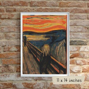 The Scream Cross Stitch Pattern, Edvard Munch, Expressionist Abstract Embroidery