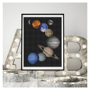 FULL KIT Solar System Cross Stitch Kit, Planet Embroidery Kit