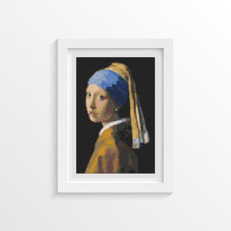 The Girl with the Pearl Earring Cross Stitch Kit Johannes Etsy