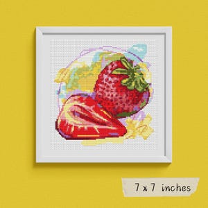 Fresh Strawberries Cross Stitch Kit, Kitchen Series, Food Embroidery