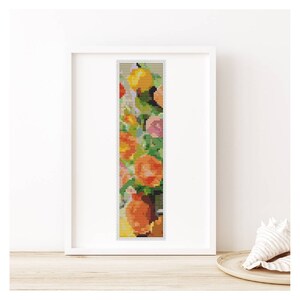 PATTERN PDF Grand Bouquet Bookmark Cross Stitch Pattern, Moise Kisling, Floral Embroidery Chart PDF