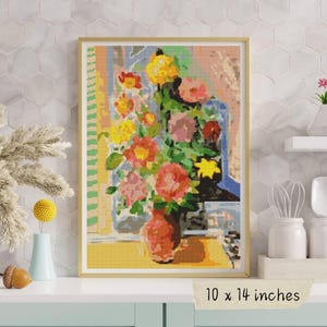 Grand Bouquet Cross Stitch Pattern, Moise Kisling, Floral Still Life Embroidery