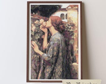 The Soul of the Rose Counted Cross Stitch Kit, John William Waterhouse, Pre-Raphaelite Fantasy Embroidery