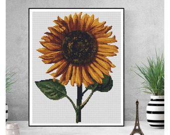 PATTERN PDF Sunflower Cross Stitch Pattern, Floral Embroidery Chart PDF, Daniel Froesch