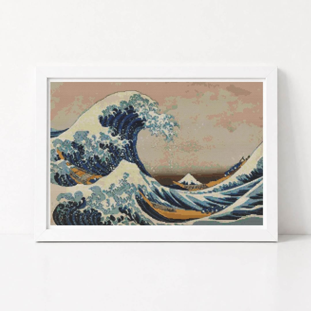 クロスステッチキット 神奈川沖浪裏 葛飾北斎 浮世絵刺繍 - Etsy 日本
