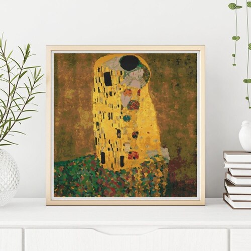 The Kiss Cross Stitch Kit Gustav Klimt Etsy
