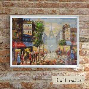 View of the Eiffel Tower Cross Stitch Kit, Paris Embroidery