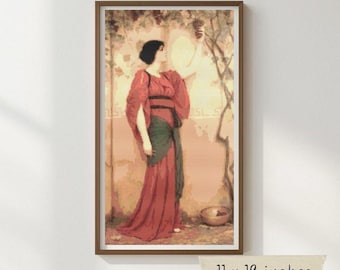 Autumn Counted Cross Stitch Kit, John William Godward, Pre-Raphaelite Embroidery
