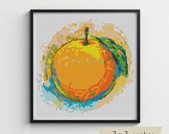Very Orange Cross Stitch Pattern, Kitchen Series, Food Embroidery