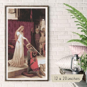 The Accolade Cross Stitch Pattern, Edmund Blair Leighton, Medieval Embroidery