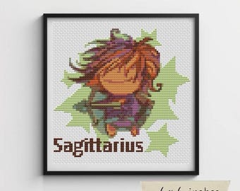 Sagittarius Cross Stitch Pattern, Horoscope, Astrology, Zodiac Series