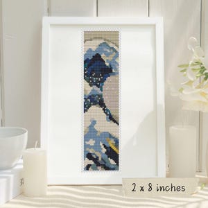 The Great Wave Bookmark Counted Cross Stitch Kit, Katsushika Hokusai, Asian, Japanese, Ocean, Art Embroidery