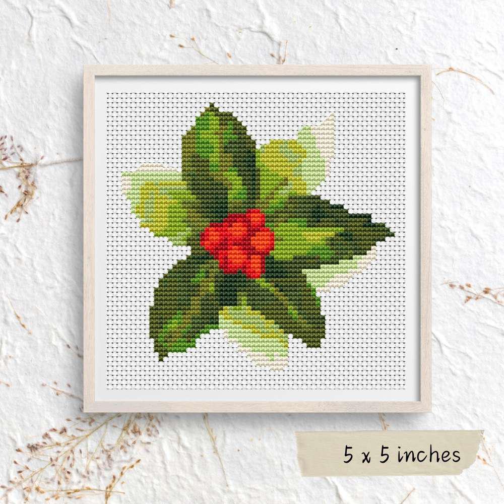 Christmas Holly Cross Stitch Pattern, Holiday Embroidery - Etsy