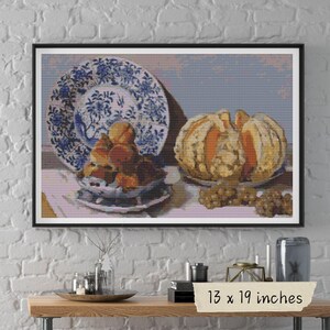 Monet Still Life Cross Stitch Pattern: Melon and Grapes (PDF)