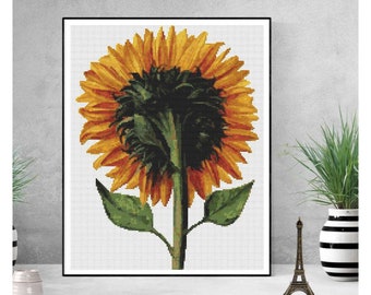 FULL KIT Sunflower Seen from the Back Cross Stitch Kit, Floral Embroidery Kit, Daniel Froesch