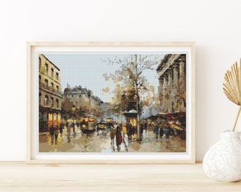 FULL KIT Flower Market Cross Stitch Kit, Paris Embroidery Kit, Antoine Blanchard