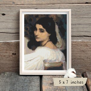 Pavonia Mini Cross Stitch Pattern, Lord Frederic Leighton, Art Embroidery