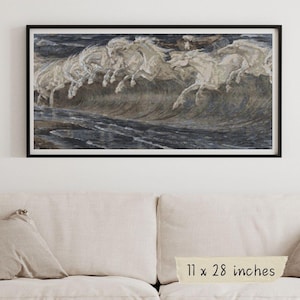 Horses of Neptune Cross Stitch Kit, Walter Crane, Mythology Embroidery