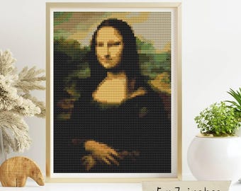 Mona Lisa Mini Cross Stitch Pattern, Leonardo da Vinci, Art Embroidery