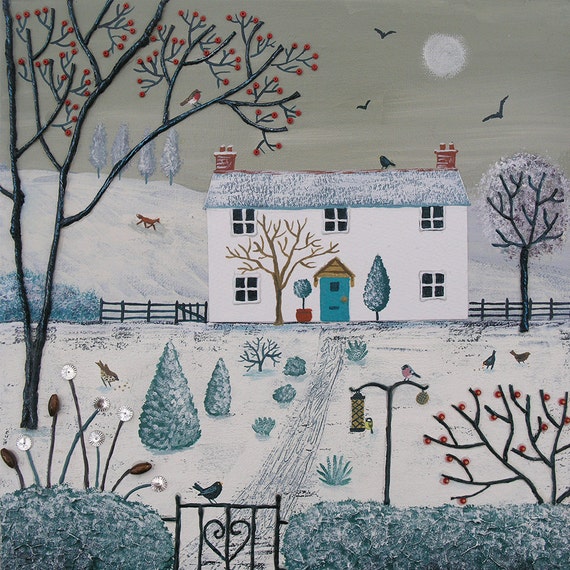 Canvas Print Of English Country Cottage In The Snow From An Etsy