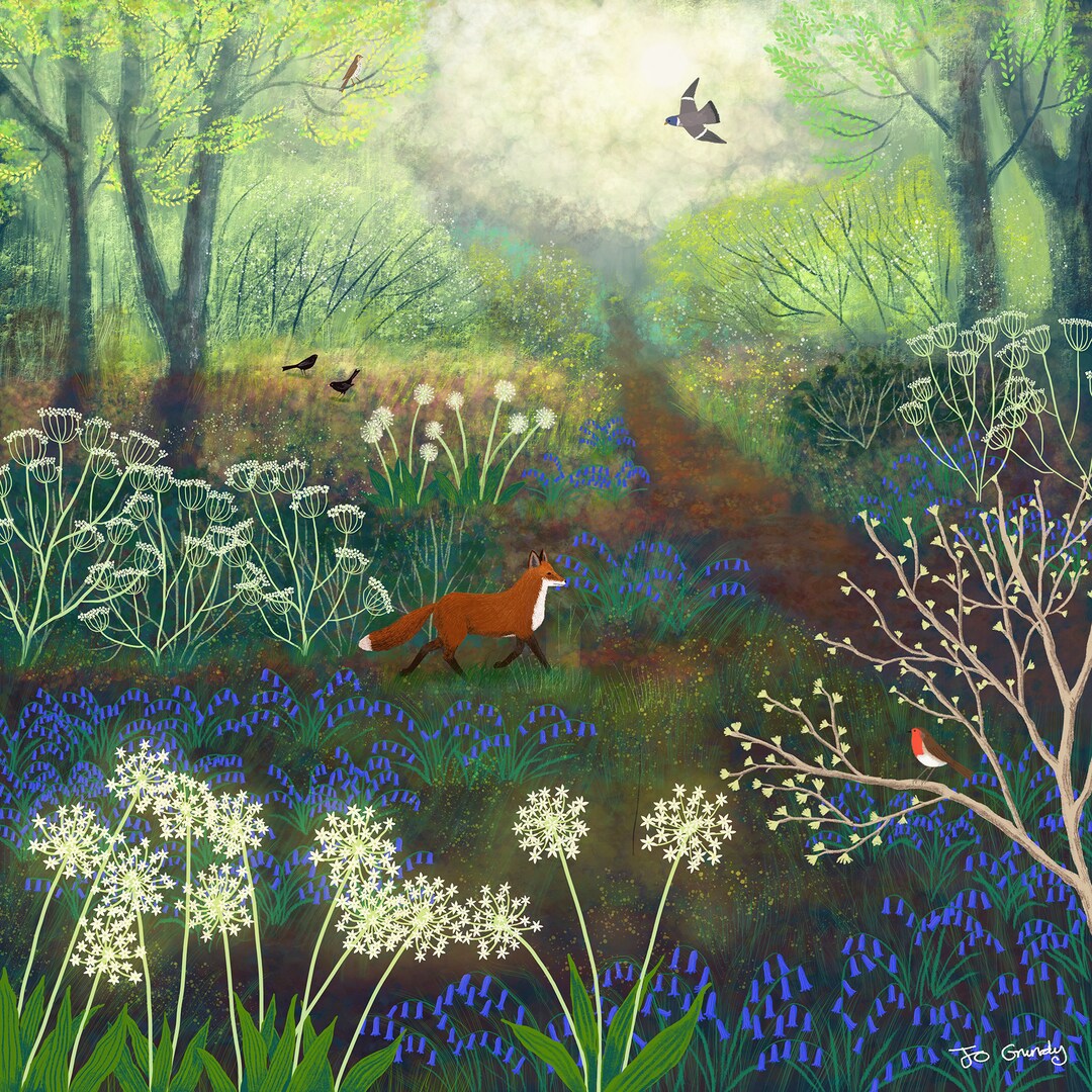 Wood Spring Graphics Canvas Print of a Spring Wood With Fox From an Original Image Created ...